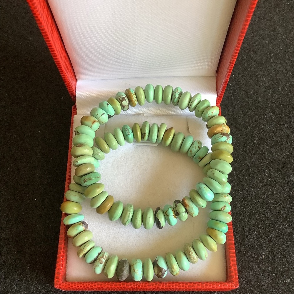 Two natural Chinese turquoise beads bracelets.